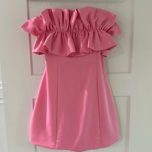 Do + Be Pink Ruffle Strapless Dress